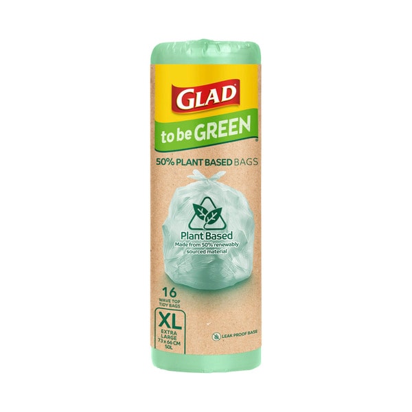 Glad To Be Green Plant Based Kitchen Tidy Bags Extra Large | 16 pack
