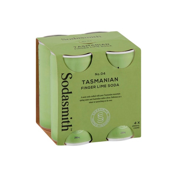 Sodasmith Finger Lime Soda Water Can 4x200mL | 4 pack