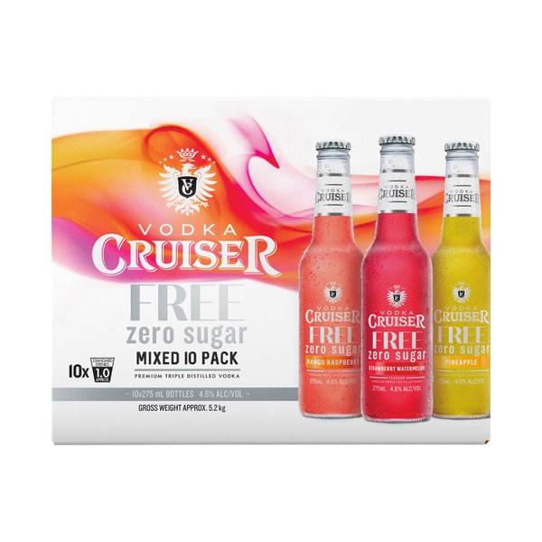 Vodka Cruiser Sugar Free Mixed Bottle 275mL | 10 Pack
