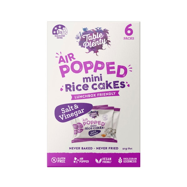 Table Of Plenty Multipack Popped Rice Cakes Salt & Vinegar 6 Pack | 90g