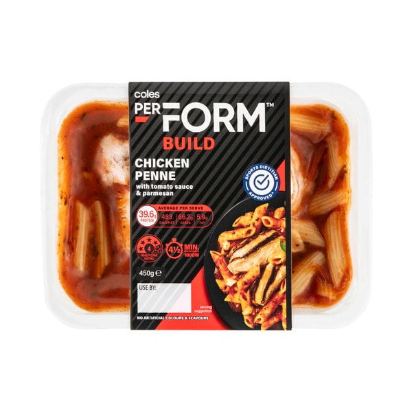 Coles Perform Build Chicken Penne Pasta | 450g