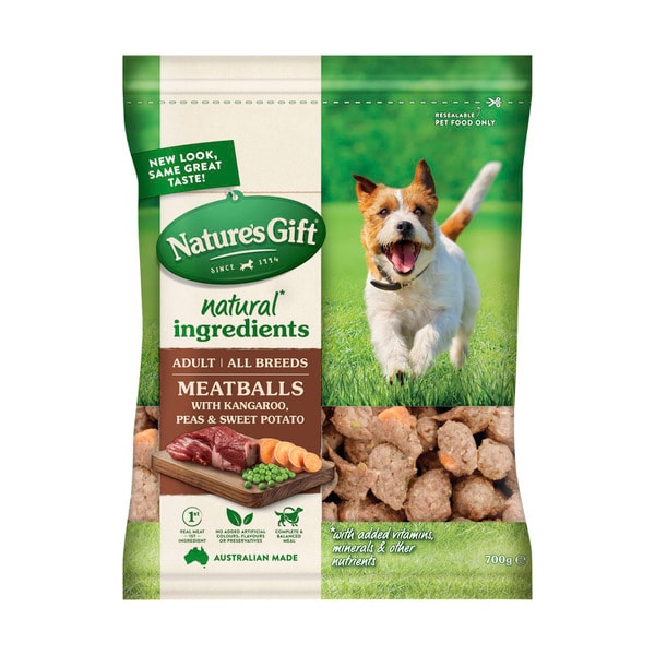 Nature's Gift Adult Chilled Fresh Dog Food Meatballs With Kangaroo Peas & Sweet Potato | 700g