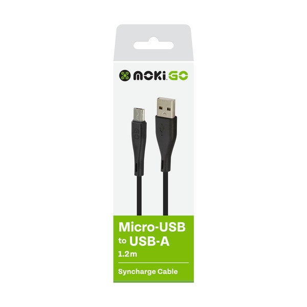 Moki Go Micro USB To USB Syncharge Cable 1.2M | 1 each