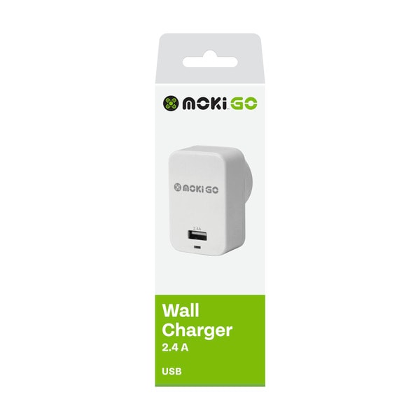 Moki Go Wall Charger 1x2.4Amp (2.4Amp Total) | 1 each