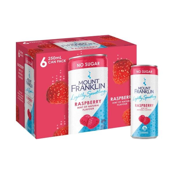 Mount Franklin Lightly Sparkling Water Raspberry Multipack Mini Cans 6 x 250mL | 6 pack
