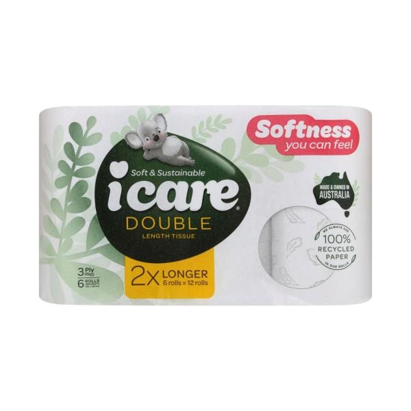 Icare Recycled Toilet Tissue Double Length | 6 pack