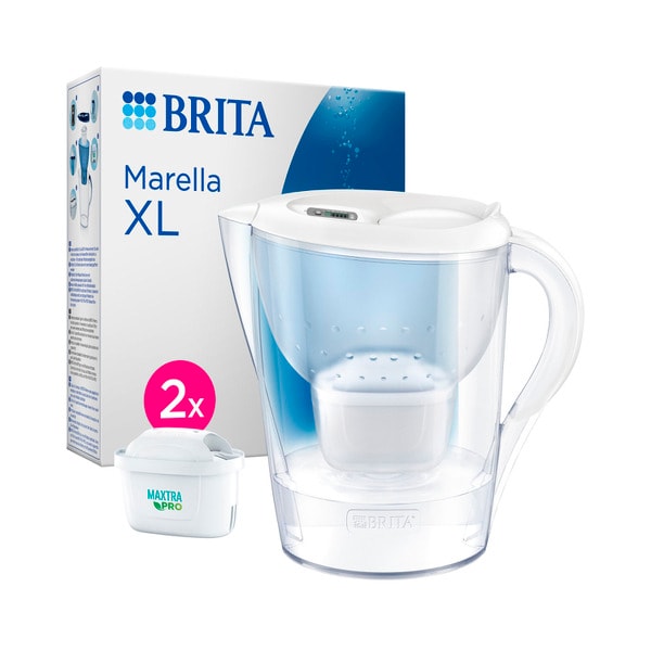 BRITA Water Filter Fridge Jug Marella 2.4L White + 3 Month MAXTRA