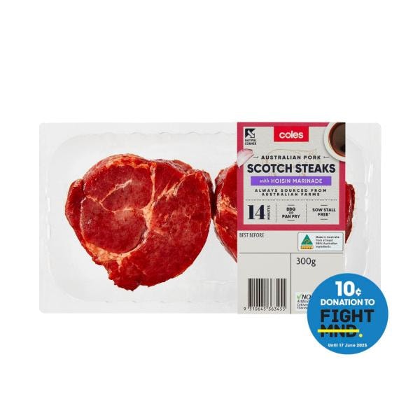 Coles Pork Scotch Steaks With Hoisin | 300g