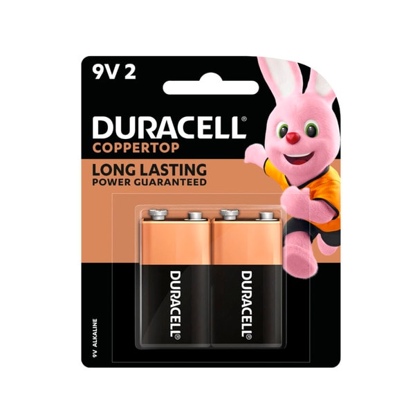 Duracell Coppertop Alkaline 9V Batteries | 2 pack