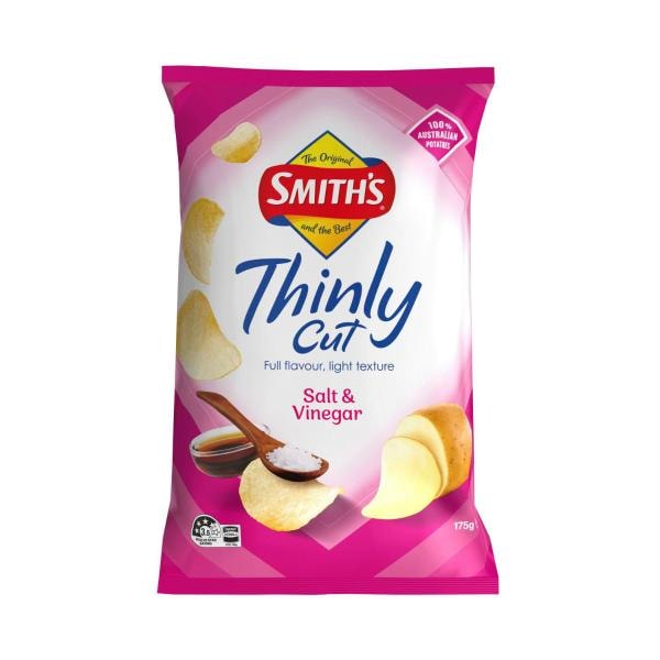 Smith's Salt And Vinegar Thinly Cut Potato Chips | 175g