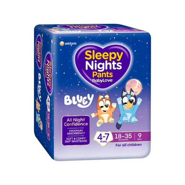 Babylove Sleepy Night Pants 4-7 Years (18-35Kg) | 9 pack