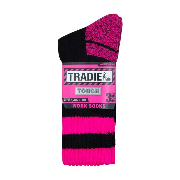 Tradie Lady Crew Black Size 5-8 | 3 pack