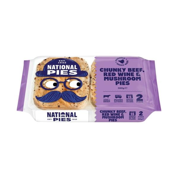 National Beef Red Wine & Mushroom Pie 2Pk | 360g