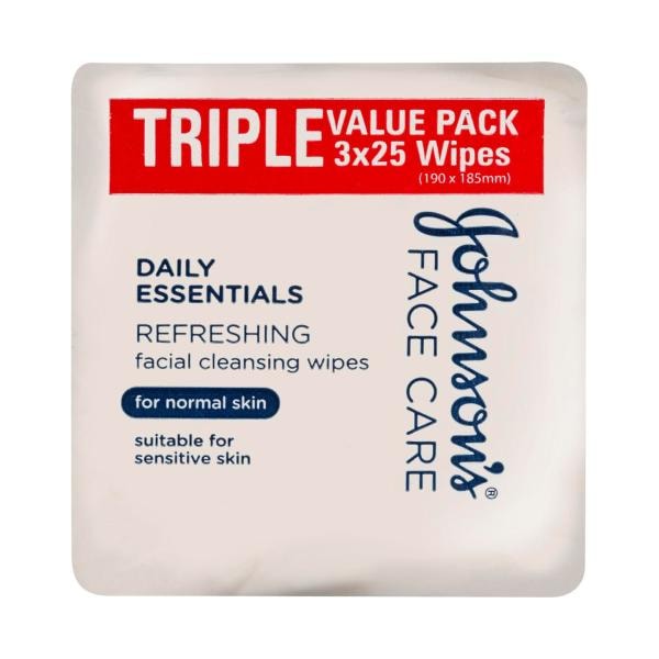Johnson's Daily Essentials Facial Cleansing Wipes Normal Skin | 3 pack