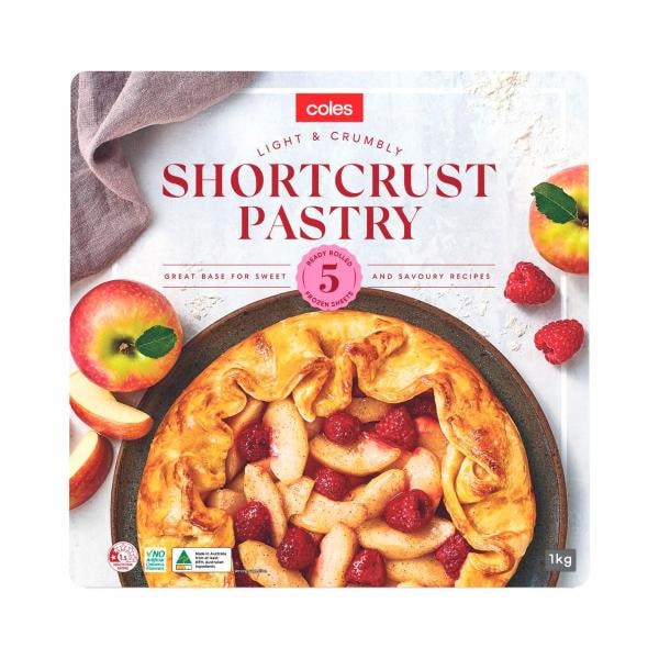 Coles Frozen Shortcrust Pastry 5 pack | 1kg