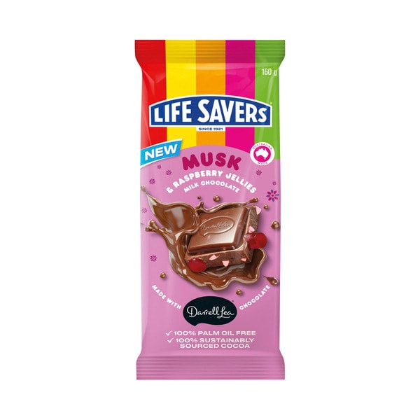 Darrell Lea Life Savers Musk & Raspberry Block | 180g