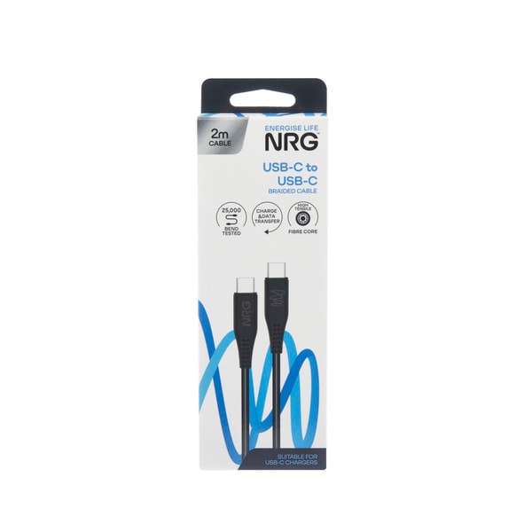 NRG 2M USB-C To C - Black Braided | 1 each