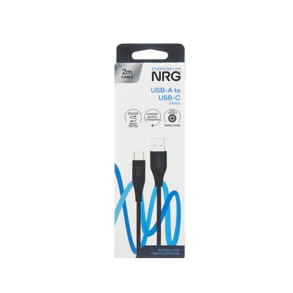 NRG 2M USB-A To C - Black | 1 each