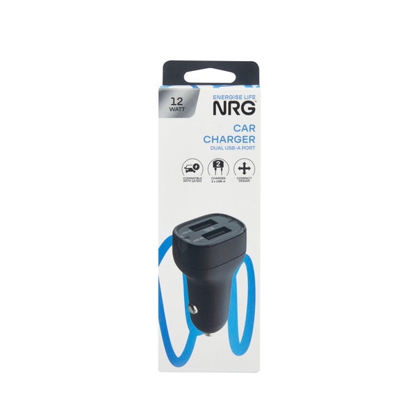 NRG Car Charger 2xUSB-A | 1 each