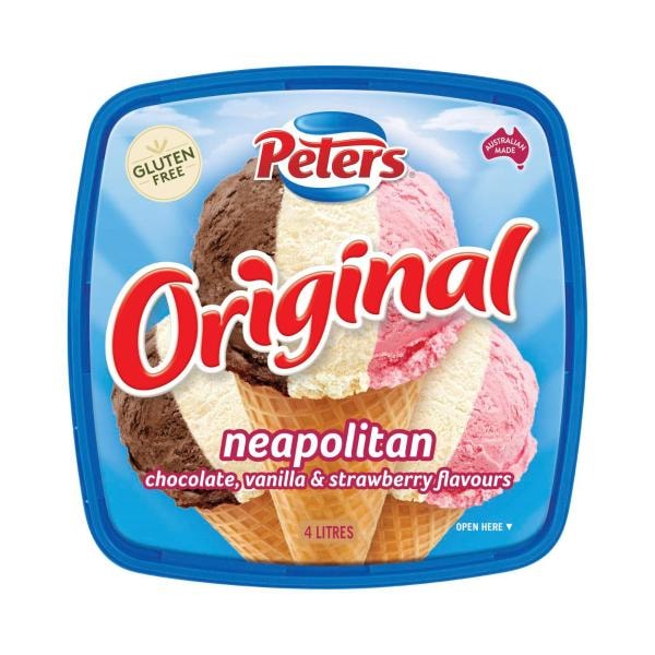 Peters Gluten Free Original Neapolitan Multi Flavoured Ice Cream Tub | 4L