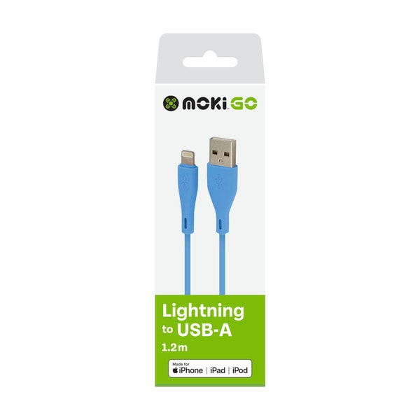 Moki Go Lightning To Usb Syncharge Cable 1.2m Blue | 1 each