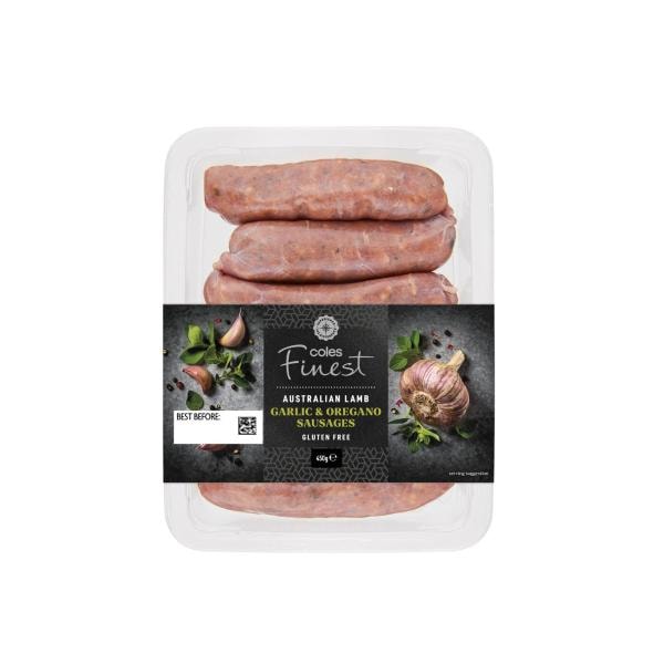 Coles Finest Lamb Garlic And Oregano Sausages | 450g