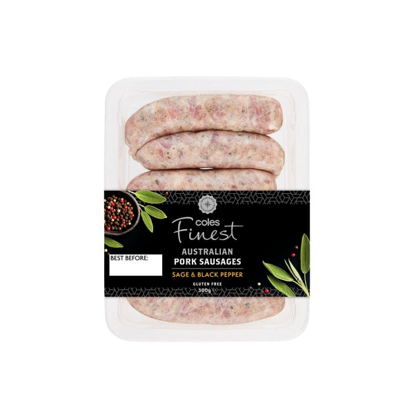 Coles Finest Pork Sage And Black Pepper Sausages | 500g