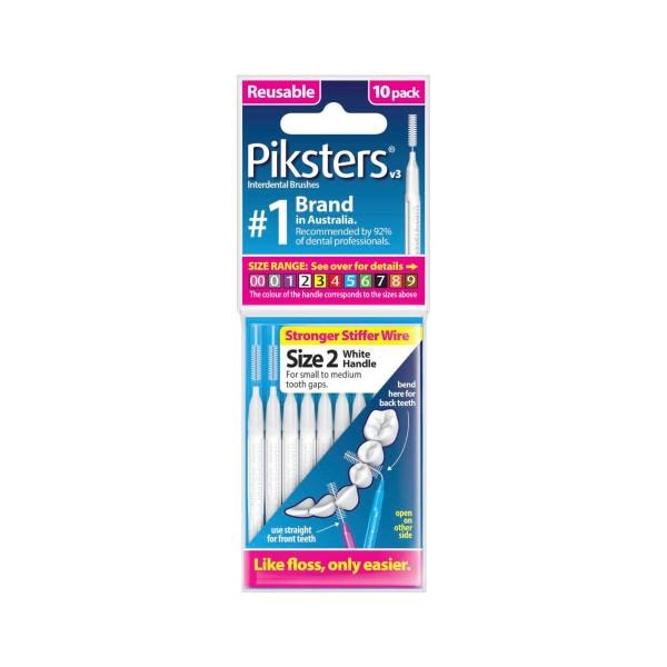 Piksters Interdental Brushes White Size 2 | 10 pack