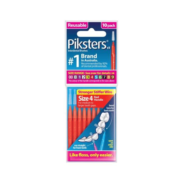 Piksters Interdental Brushes Red Size 4 | 10 pack