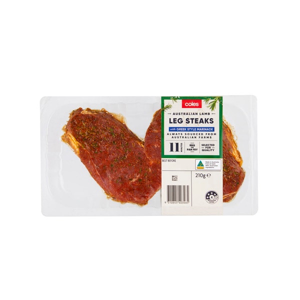 Coles Lamb Leg Steak With Greek Style Marinade | 210g
