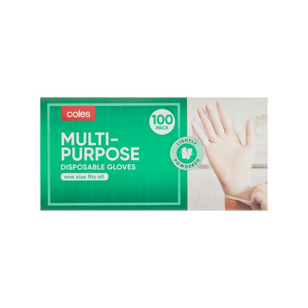 Coles Multi Purpose Disposable Latex Gloves | 100 pack