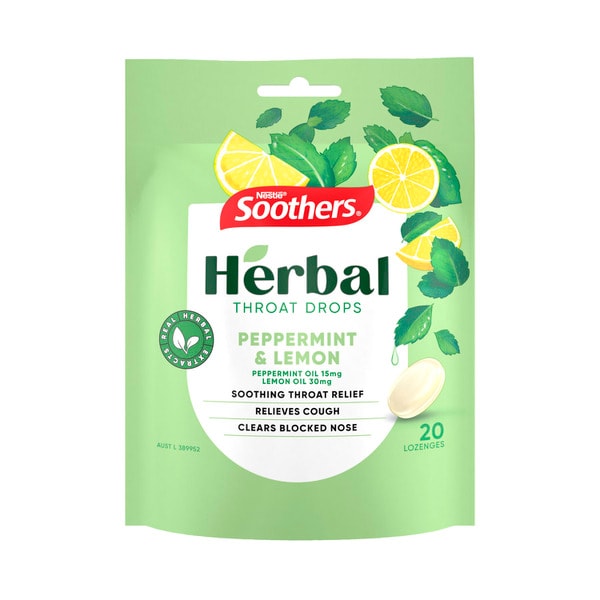 Soothers Herbal Throat Drops Peppermint & Lemon | 20 pack