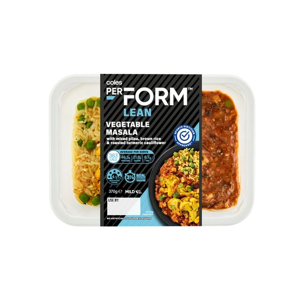 Coles Perform Lean Vegetable Masala And Rice | 370g