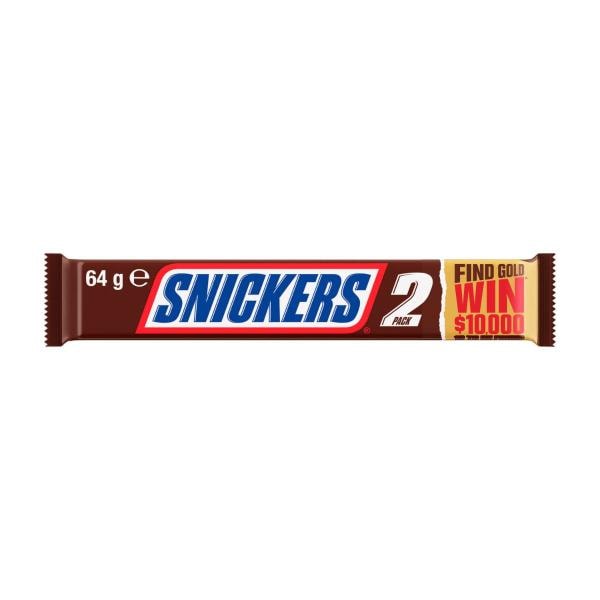 Snickers Chocolate Bar Peanuts Caramel Nougat 2 pieces | 64g