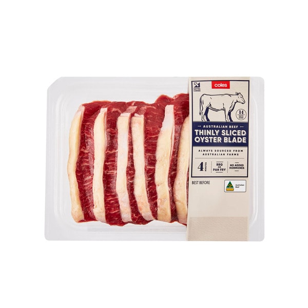 Coles Graze Grass Fed No Added Hormone Beef Oyster Blade Thin Sliced Steak | 400g