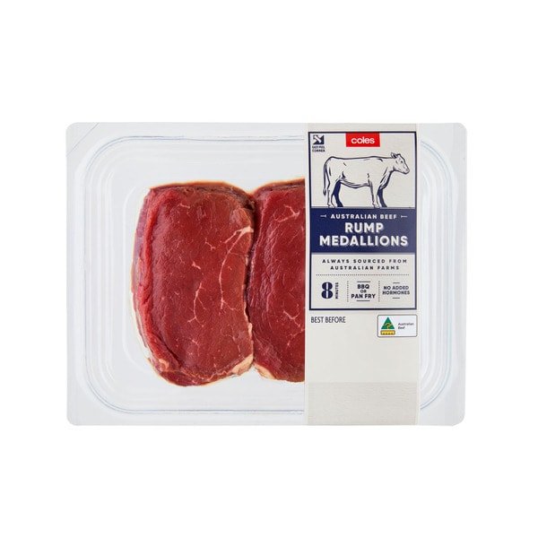 Coles No Added Hormone Beef Rump Medallions | 300g