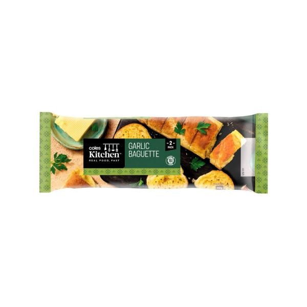 Coles Kitchen Garlic Baguette Twin Pack | 450g