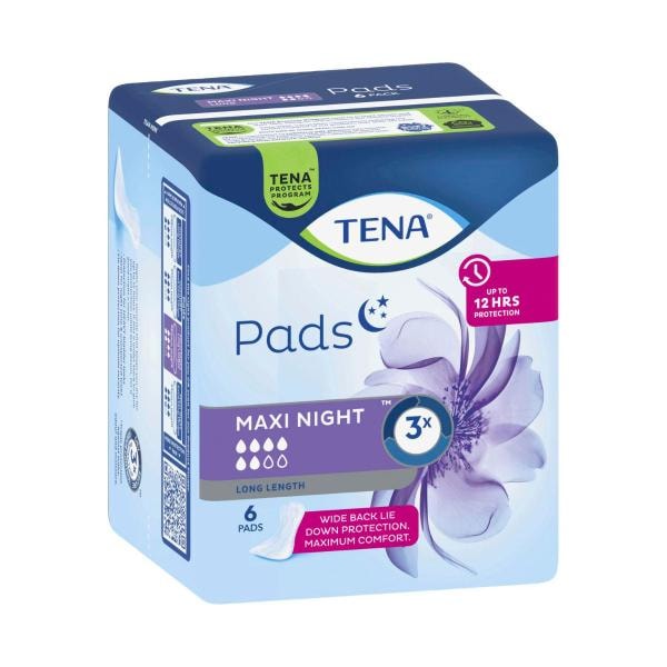 Tena Incontinence Night Pads Maxi Long | 6 pack