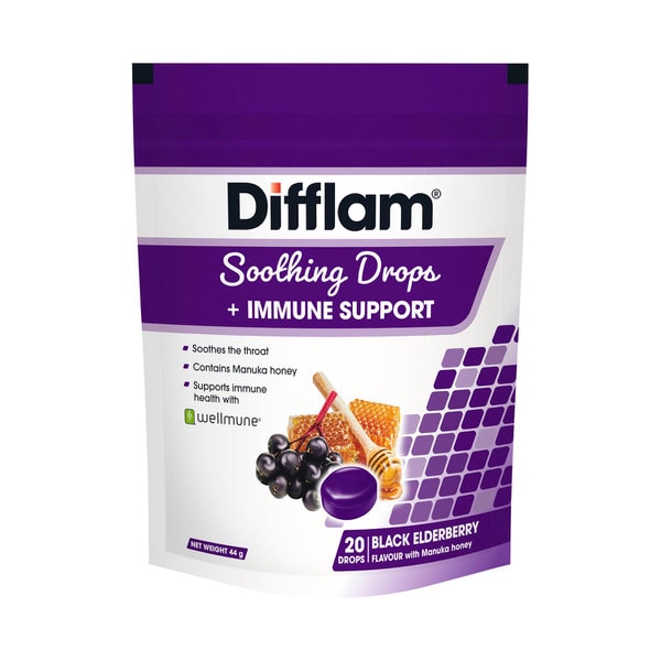 Difflam Soothing Drops + Immune Support Elderberry | 20 pack