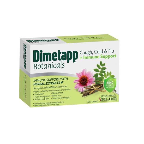 Dimetapp Botanicals Cough- Cold & Flu+Immune Soft Capsules | 30 pack