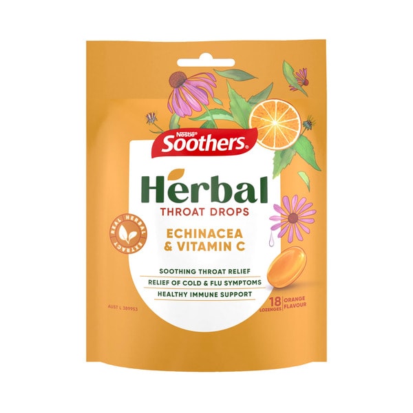 Soothers Herbal Throat Drops Echinacea & Vitamin C | 18 pack