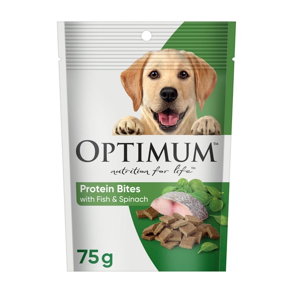 Optimum Dog Treat Protein Bites With Fish & Spinach | 75g