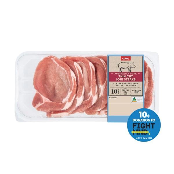 Coles Pork Loin Steaks Thin Cut | 500g