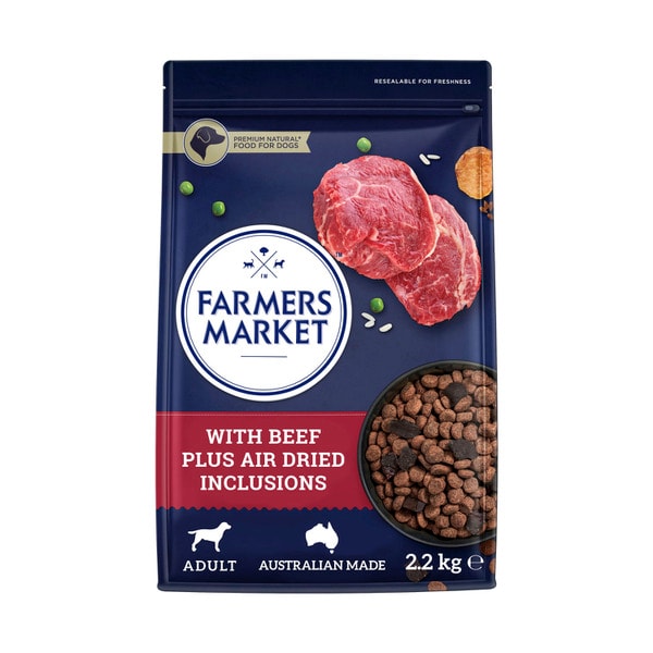 Farmers Market Adult Dry Dog Food With Beef Kibble + Aid Dried Inclusions | 2.2kg