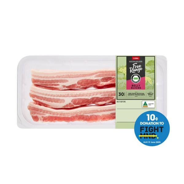 Coles Free Range Pork Belly Slices | 400g