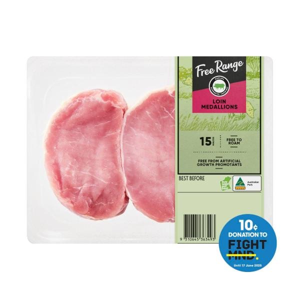 Coles Free Range Pork Loin Medallions | 300g