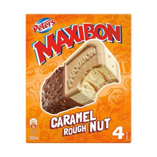 Peters Maxibon Ice Cream Caramel Rough Nut 4pack | 560mL
