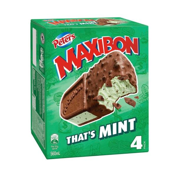 Peters Maxibon Ice Cream Thats Mint 4 Pack | 560mL