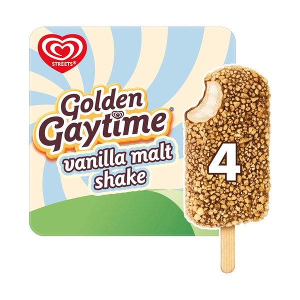 Streets Golden Gaytime Vanilla Malt Shake 4 Pack | 400mL
