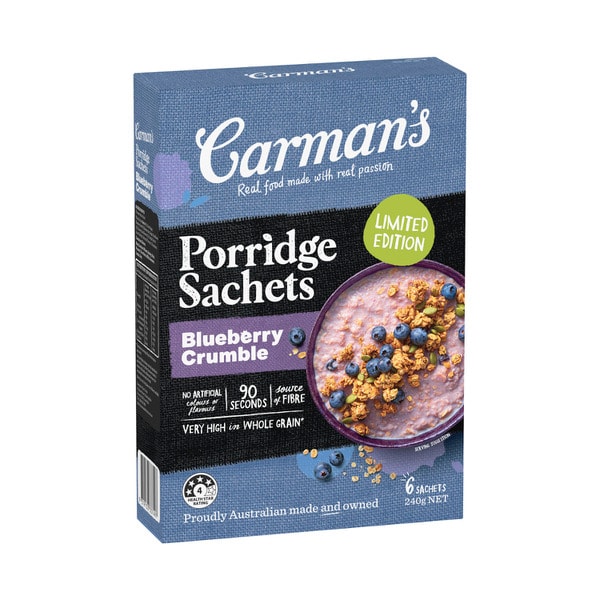 Carman's Porridge Oats Sachets Blueberry Crumble | 240g